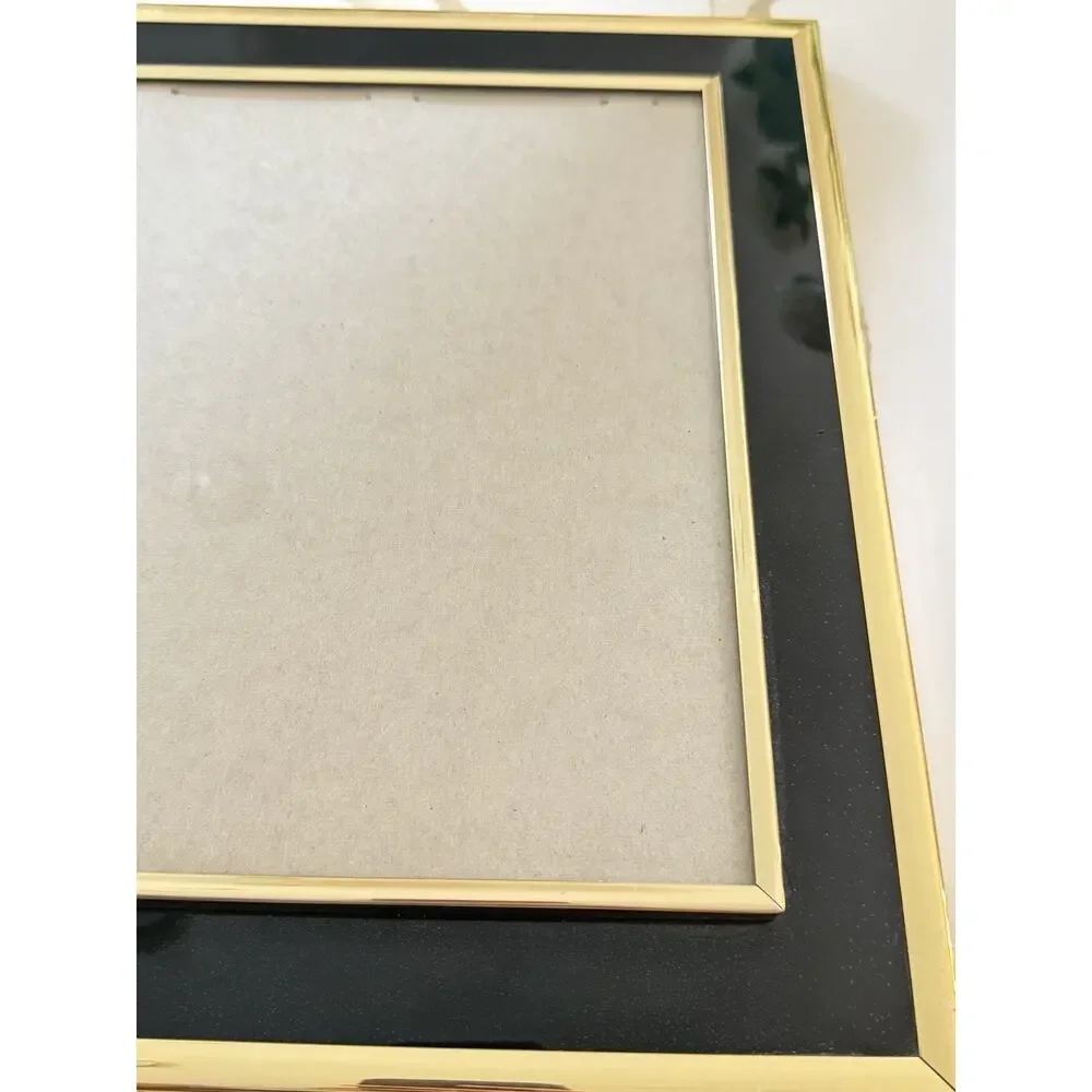 Vintage 1980’s Gold And Black Picture Frame 8x10 Free Standing Velvet Backing